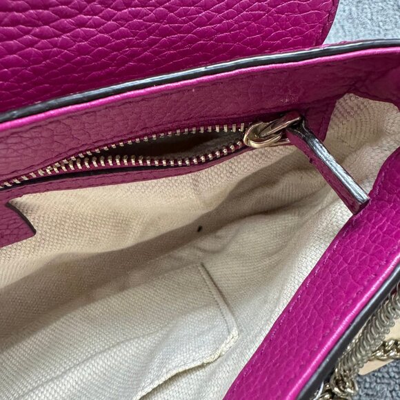 GUCCI Soho Chain Pink Leather Shoulder Bag 599-081125 - Picture 10 of 14